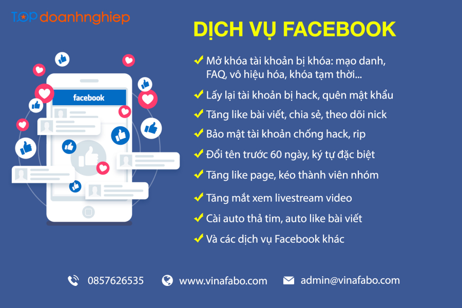 Vinafabo - Dịch vụ mở khóa lấy lại tài khoản Facebook chỉ từ 500.000 đồng